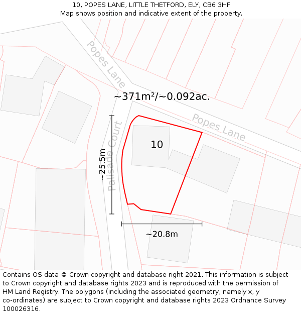 10, POPES LANE, LITTLE THETFORD, ELY, CB6 3HF: Plot and title map