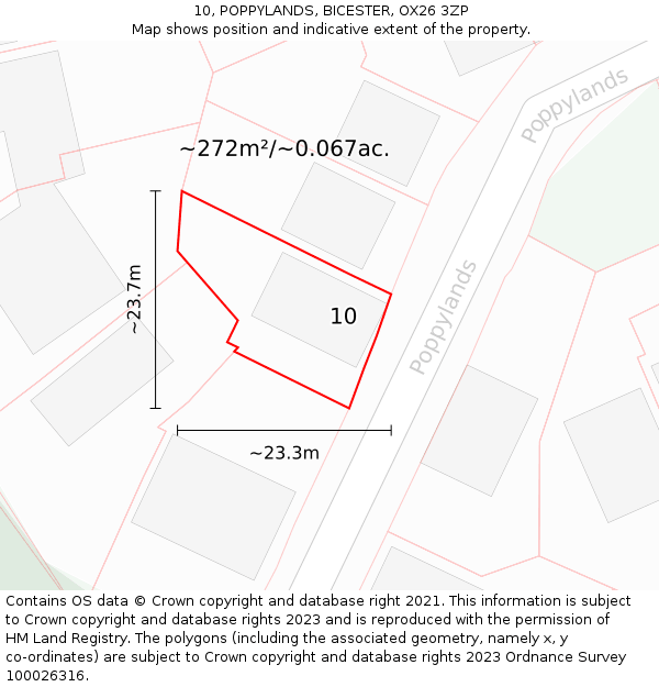 10, POPPYLANDS, BICESTER, OX26 3ZP: Plot and title map