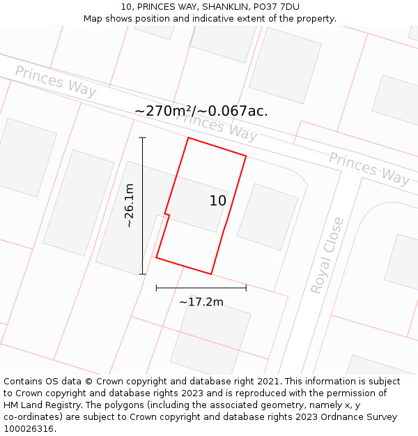 10, PRINCES WAY, SHANKLIN, PO37 7DU: Plot and title map