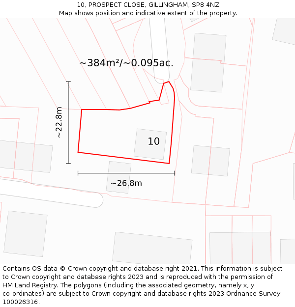 10, PROSPECT CLOSE, GILLINGHAM, SP8 4NZ: Plot and title map