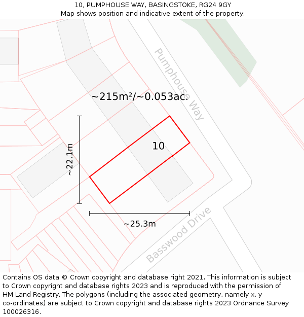 10, PUMPHOUSE WAY, BASINGSTOKE, RG24 9GY: Plot and title map