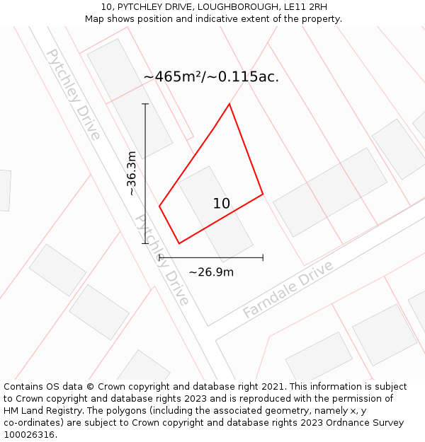 10, PYTCHLEY DRIVE, LOUGHBOROUGH, LE11 2RH: Plot and title map