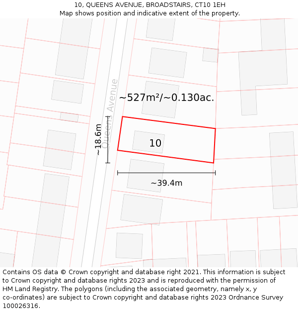 10, QUEENS AVENUE, BROADSTAIRS, CT10 1EH: Plot and title map