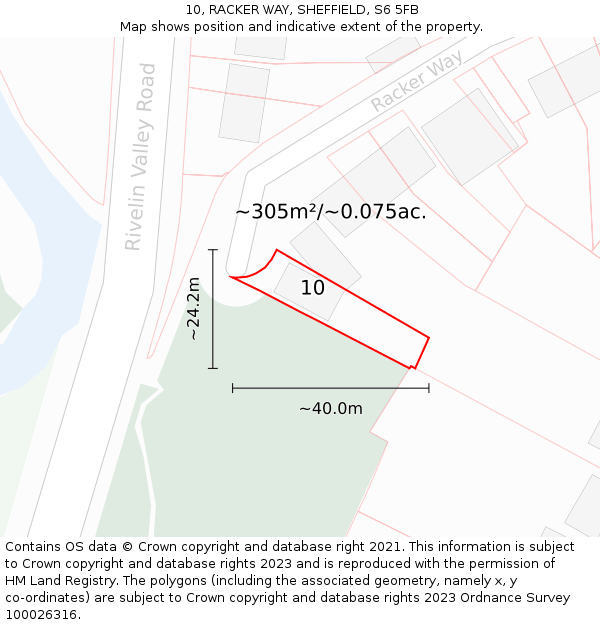 10, RACKER WAY, SHEFFIELD, S6 5FB: Plot and title map