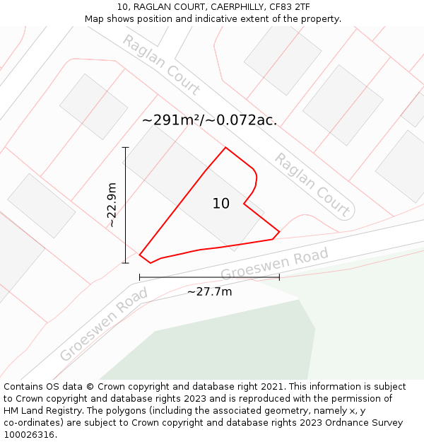 10, RAGLAN COURT, CAERPHILLY, CF83 2TF: Plot and title map