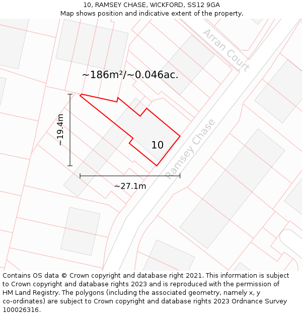 10, RAMSEY CHASE, WICKFORD, SS12 9GA: Plot and title map