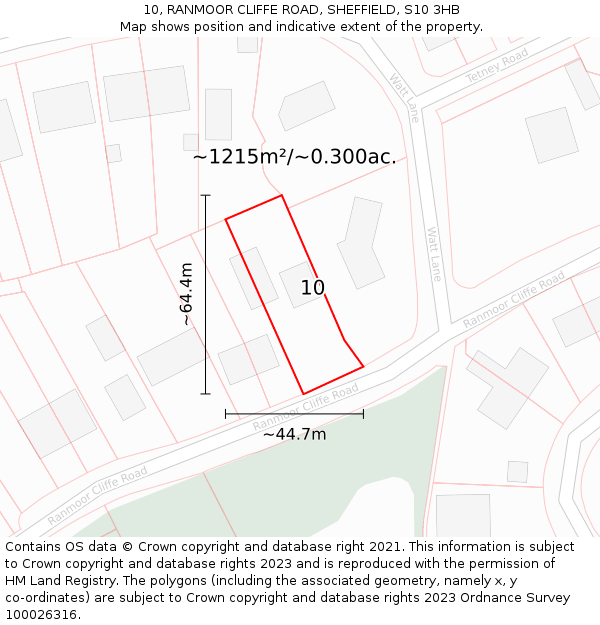 10, RANMOOR CLIFFE ROAD, SHEFFIELD, S10 3HB: Plot and title map