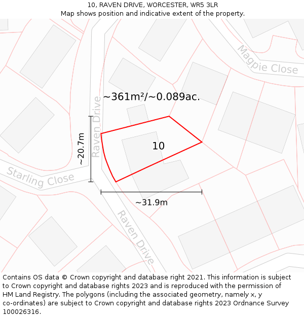 10, RAVEN DRIVE, WORCESTER, WR5 3LR: Plot and title map