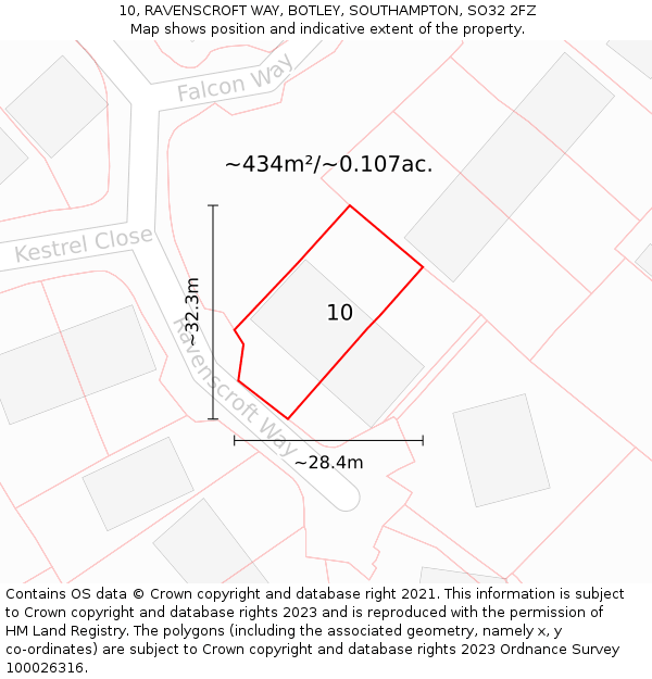 10, RAVENSCROFT WAY, BOTLEY, SOUTHAMPTON, SO32 2FZ: Plot and title map