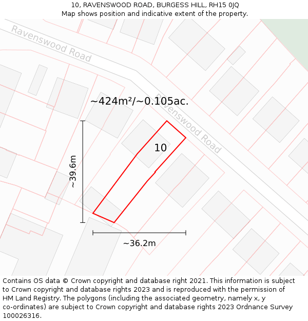 10, RAVENSWOOD ROAD, BURGESS HILL, RH15 0JQ: Plot and title map