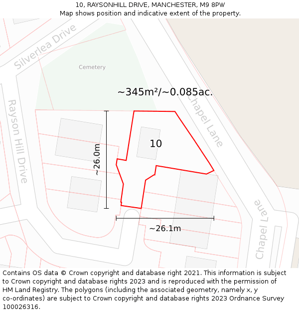 10, RAYSONHILL DRIVE, MANCHESTER, M9 8PW: Plot and title map