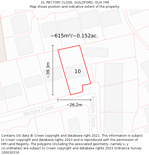 10, RECTORY CLOSE, GUILDFORD, GU4 7AR: Plot and title map