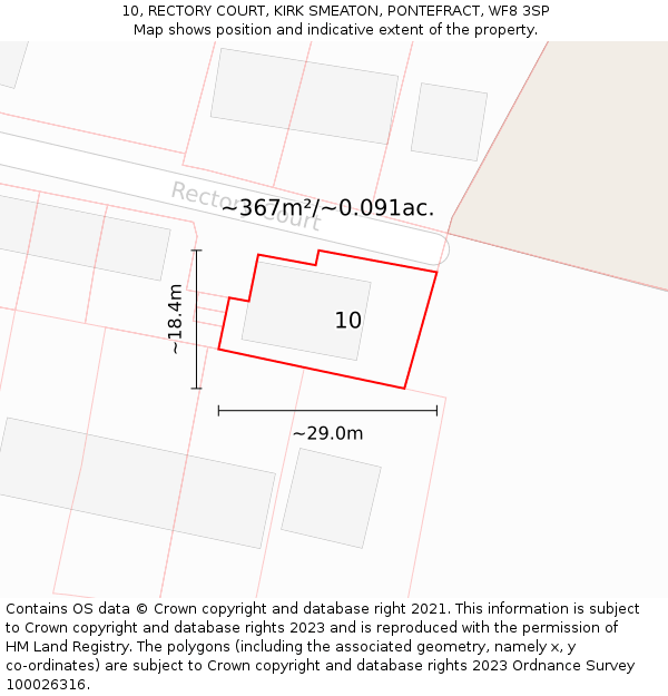 10, RECTORY COURT, KIRK SMEATON, PONTEFRACT, WF8 3SP: Plot and title map