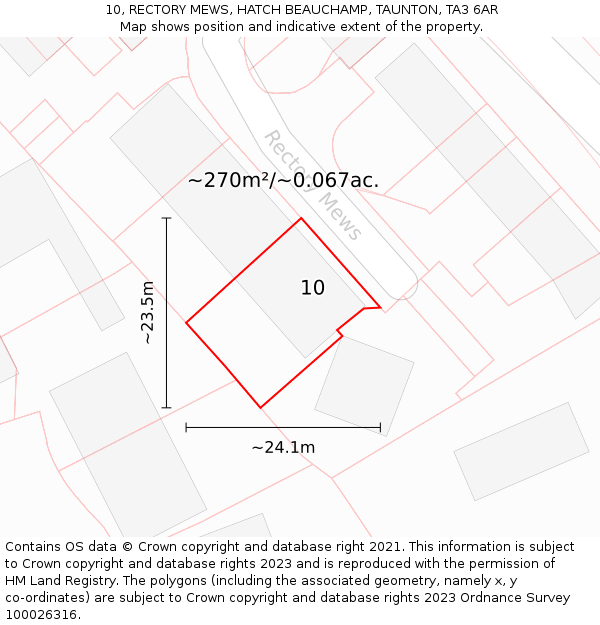 10, RECTORY MEWS, HATCH BEAUCHAMP, TAUNTON, TA3 6AR: Plot and title map