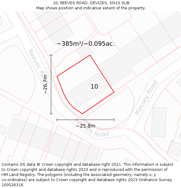 10, REEVES ROAD, DEVIZES, SN10 3UB: Plot and title map
