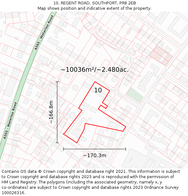 10, REGENT ROAD, SOUTHPORT, PR8 2EB: Plot and title map