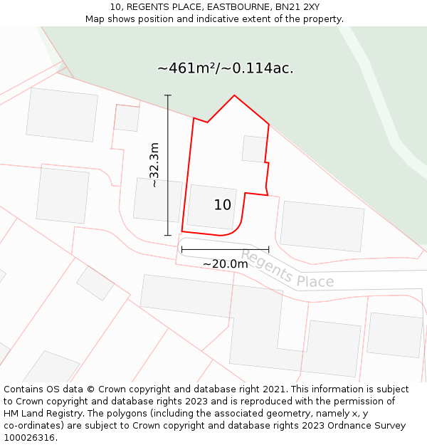 10, REGENTS PLACE, EASTBOURNE, BN21 2XY: Plot and title map