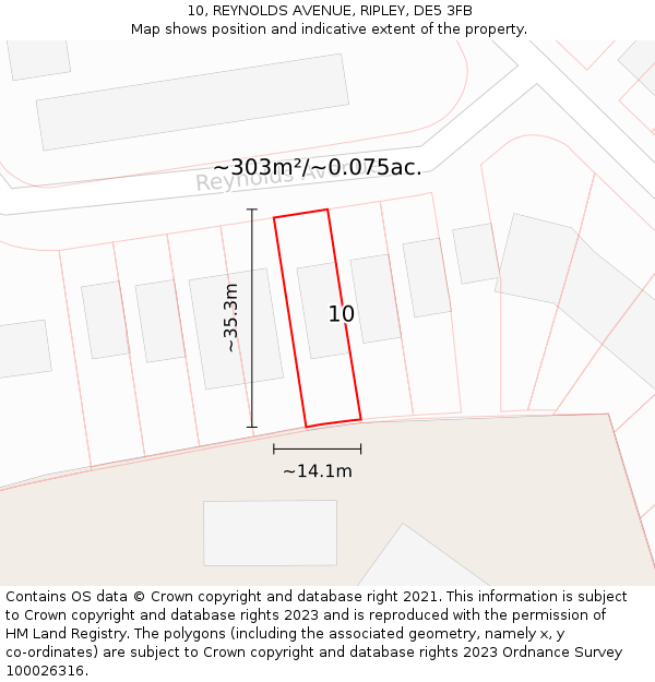 10, REYNOLDS AVENUE, RIPLEY, DE5 3FB: Plot and title map