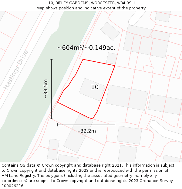 10, RIPLEY GARDENS, WORCESTER, WR4 0SH: Plot and title map