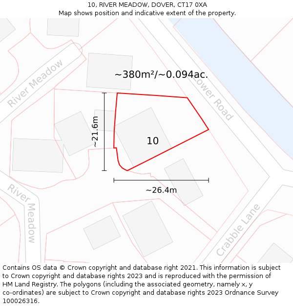 10, RIVER MEADOW, DOVER, CT17 0XA: Plot and title map