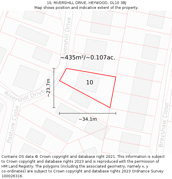 10, RIVERSHILL DRIVE, HEYWOOD, OL10 3BJ: Plot and title map