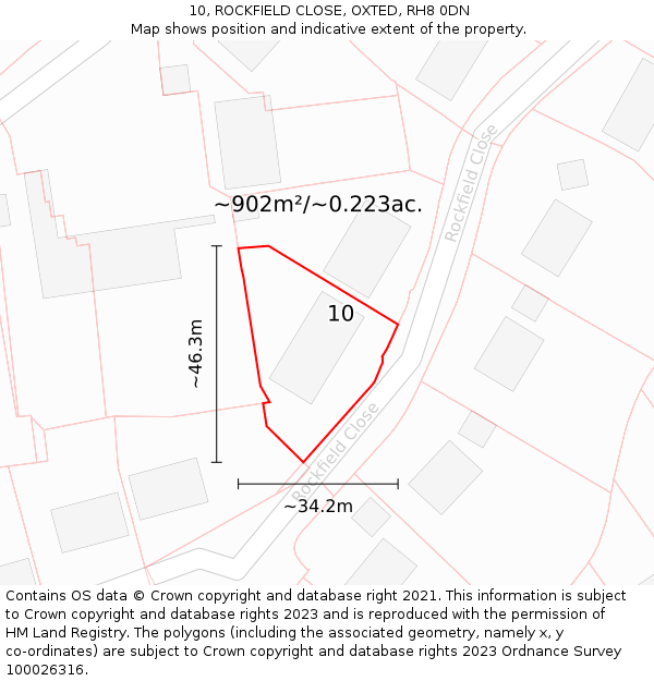 10, ROCKFIELD CLOSE, OXTED, RH8 0DN: Plot and title map