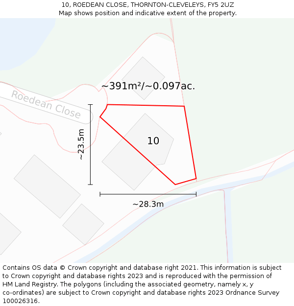10, ROEDEAN CLOSE, THORNTON-CLEVELEYS, FY5 2UZ: Plot and title map