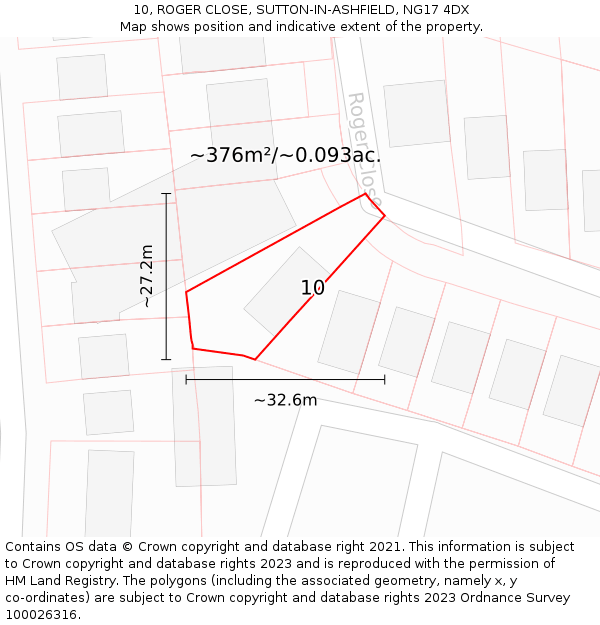 10, ROGER CLOSE, SUTTON-IN-ASHFIELD, NG17 4DX: Plot and title map