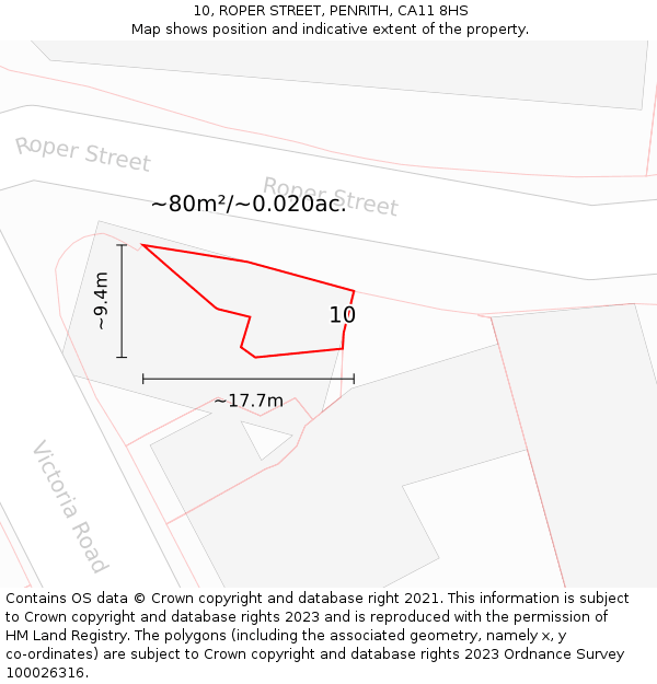 10, ROPER STREET, PENRITH, CA11 8HS: Plot and title map