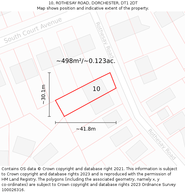 10, ROTHESAY ROAD, DORCHESTER, DT1 2DT: Plot and title map