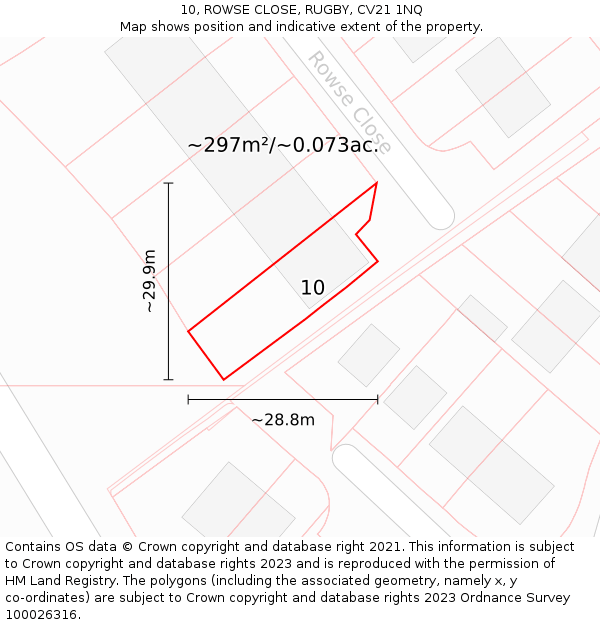 10, ROWSE CLOSE, RUGBY, CV21 1NQ: Plot and title map