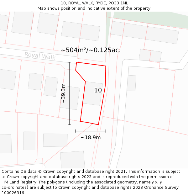 10, ROYAL WALK, RYDE, PO33 1NL: Plot and title map