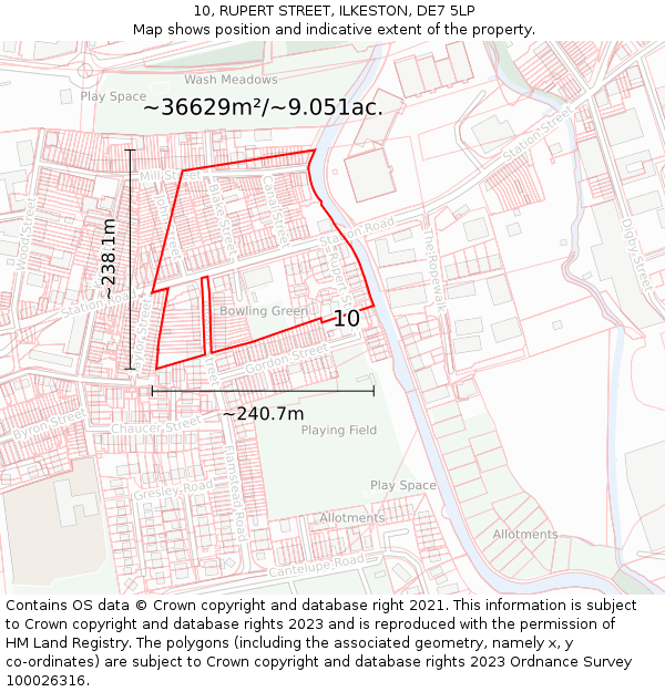 10, RUPERT STREET, ILKESTON, DE7 5LP: Plot and title map