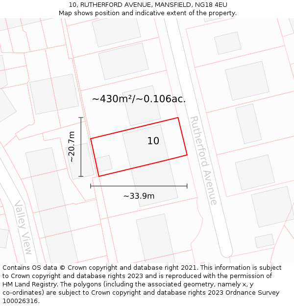 10, RUTHERFORD AVENUE, MANSFIELD, NG18 4EU: Plot and title map