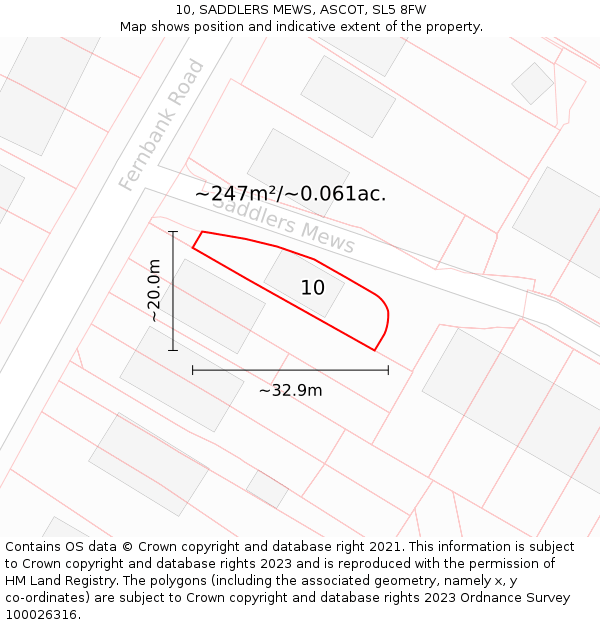 10, SADDLERS MEWS, ASCOT, SL5 8FW: Plot and title map