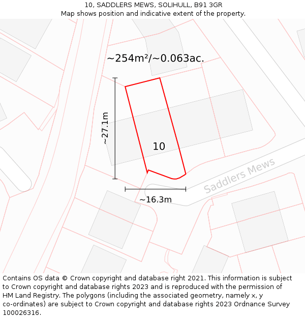 10, SADDLERS MEWS, SOLIHULL, B91 3GR: Plot and title map