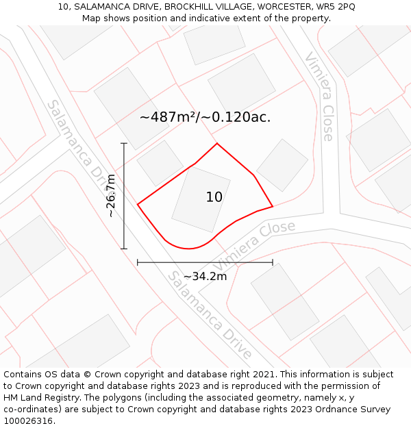 10, SALAMANCA DRIVE, BROCKHILL VILLAGE, WORCESTER, WR5 2PQ: Plot and title map