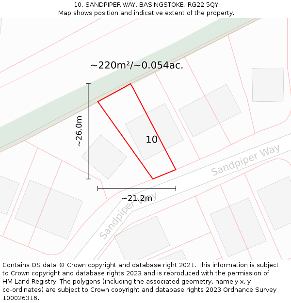 10, SANDPIPER WAY, BASINGSTOKE, RG22 5QY: Plot and title map