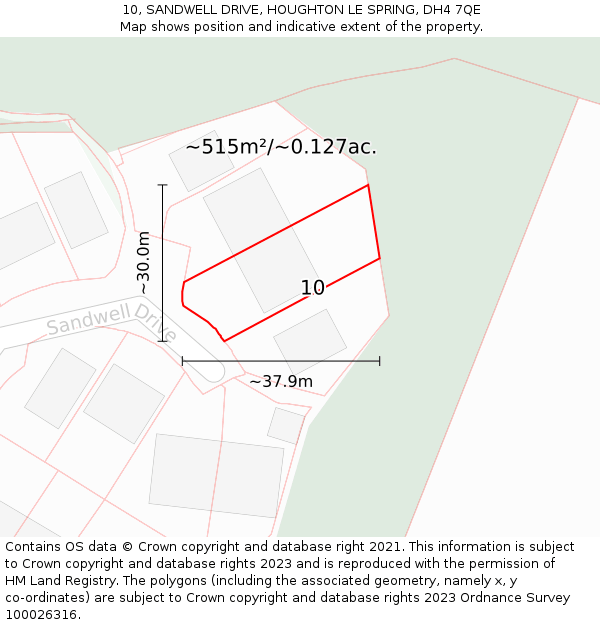 10, SANDWELL DRIVE, HOUGHTON LE SPRING, DH4 7QE: Plot and title map