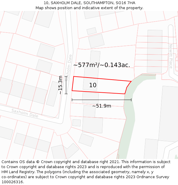 10, SAXHOLM DALE, SOUTHAMPTON, SO16 7HA: Plot and title map