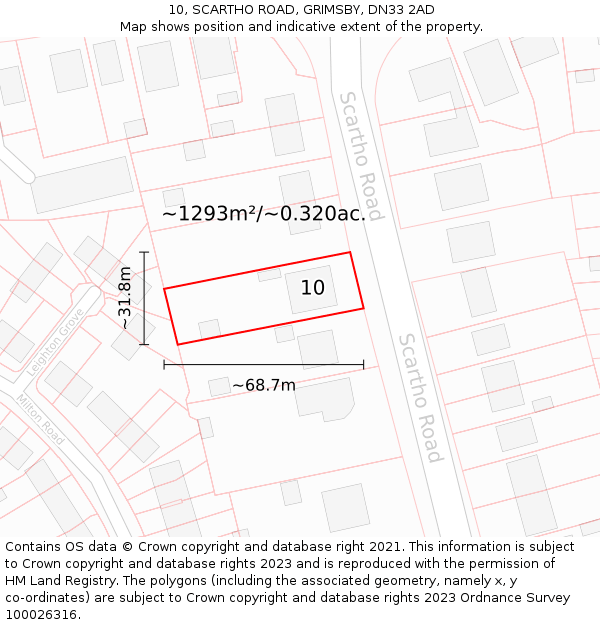 10, SCARTHO ROAD, GRIMSBY, DN33 2AD: Plot and title map