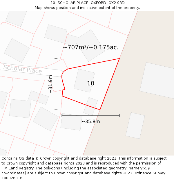 10, SCHOLAR PLACE, OXFORD, OX2 9RD: Plot and title map