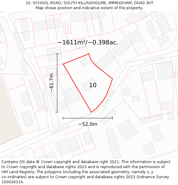 10, SCHOOL ROAD, SOUTH KILLINGHOLME, IMMINGHAM, DN40 3HT: Plot and title map