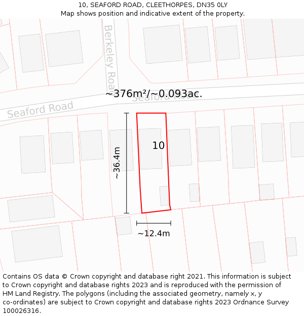 10, SEAFORD ROAD, CLEETHORPES, DN35 0LY: Plot and title map