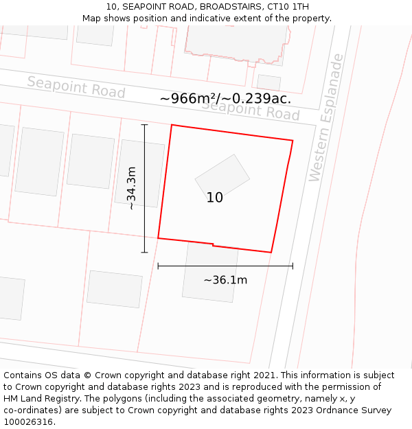 10, SEAPOINT ROAD, BROADSTAIRS, CT10 1TH: Plot and title map