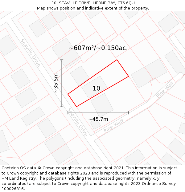 10, SEAVILLE DRIVE, HERNE BAY, CT6 6QU: Plot and title map
