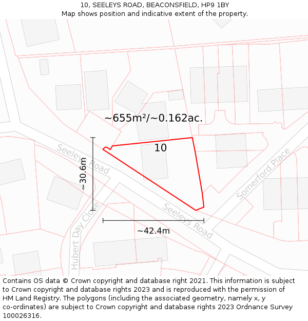 10, SEELEYS ROAD, BEACONSFIELD, HP9 1BY: Plot and title map