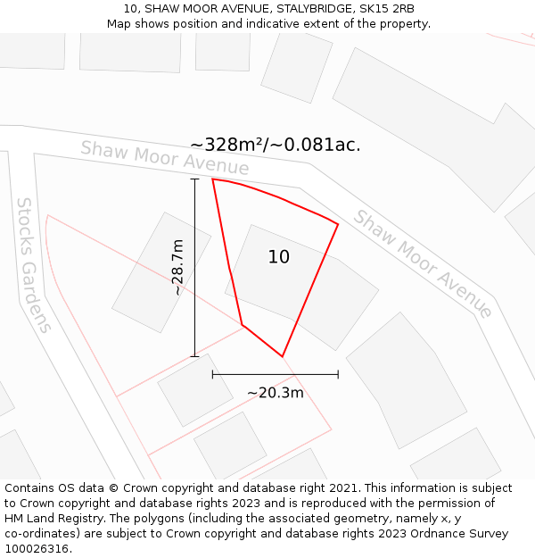 10, SHAW MOOR AVENUE, STALYBRIDGE, SK15 2RB: Plot and title map