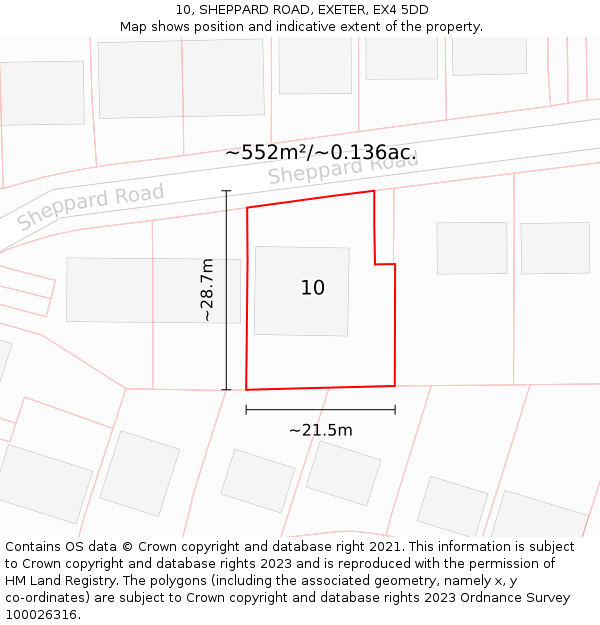 10, SHEPPARD ROAD, EXETER, EX4 5DD: Plot and title map