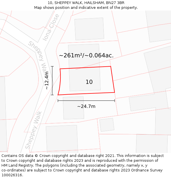 10, SHEPPEY WALK, HAILSHAM, BN27 3BR: Plot and title map